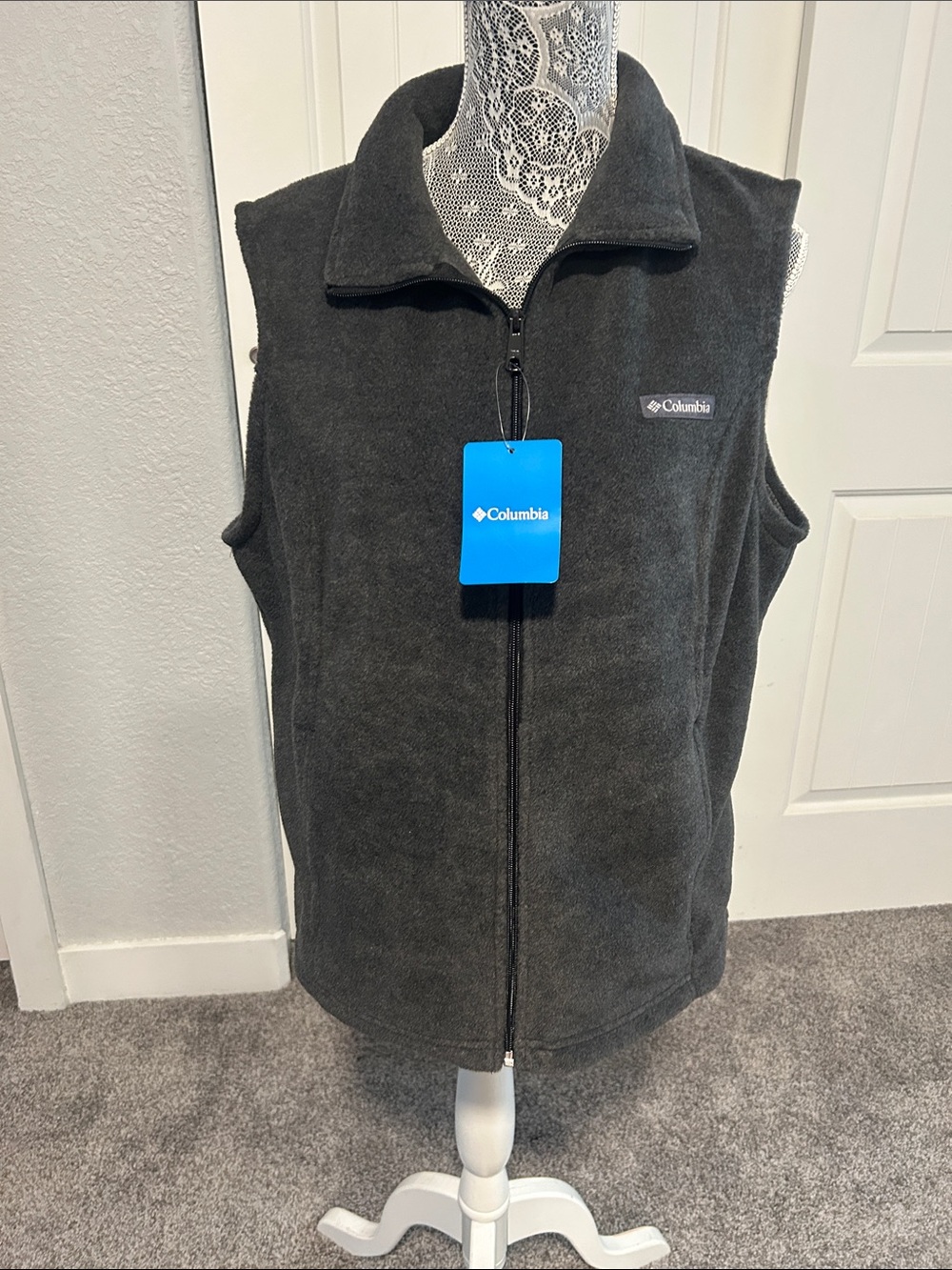 Columbia Charcoal Gray Fleece Zip Vest XL
